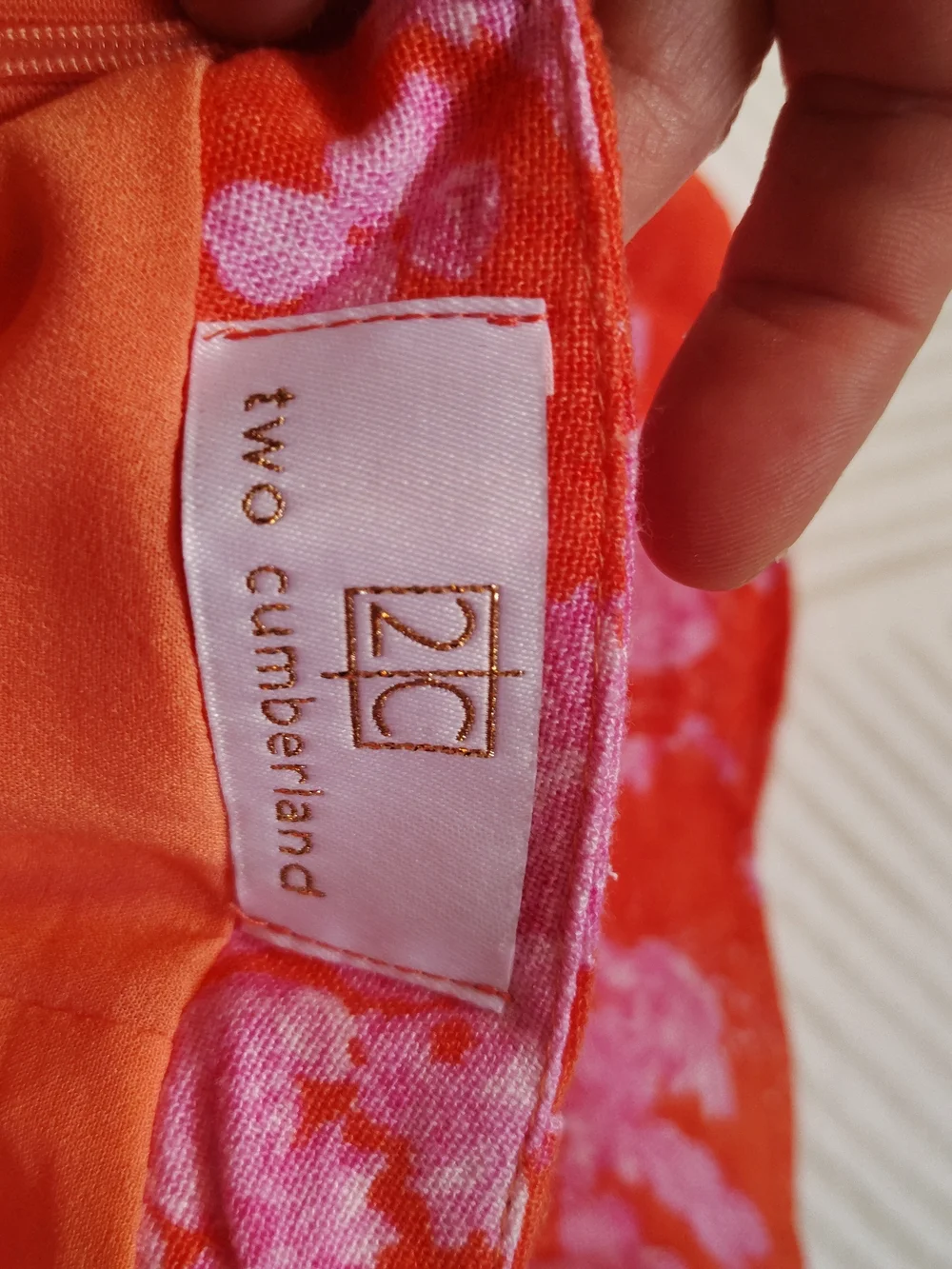 Two Cumberland Floral Wrap Mini Skirt in Bright Orange and Pink Medium‎